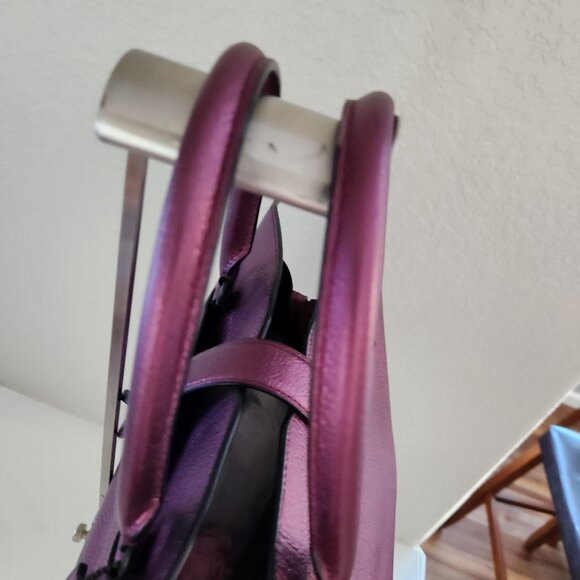 Nwot Coach Mercer Purple Metallic Shoulder Bag Purse - Picture 5 of 15